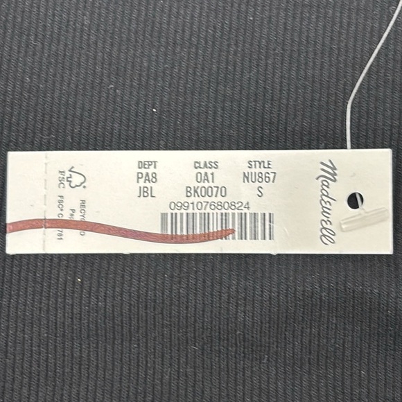 Madewell (Re)generative Cotton Ribbed Cap-Sleeve Tee Jet black size S NWT NU867 - Picture 10 of 14